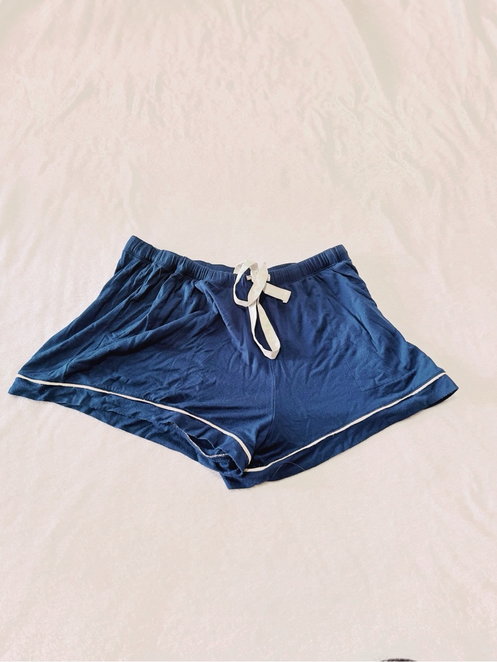 stars above Navy Blue Knit Pajama Shorts with White Trim